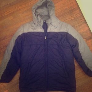 Fila blue/silver zip up puffer jacket